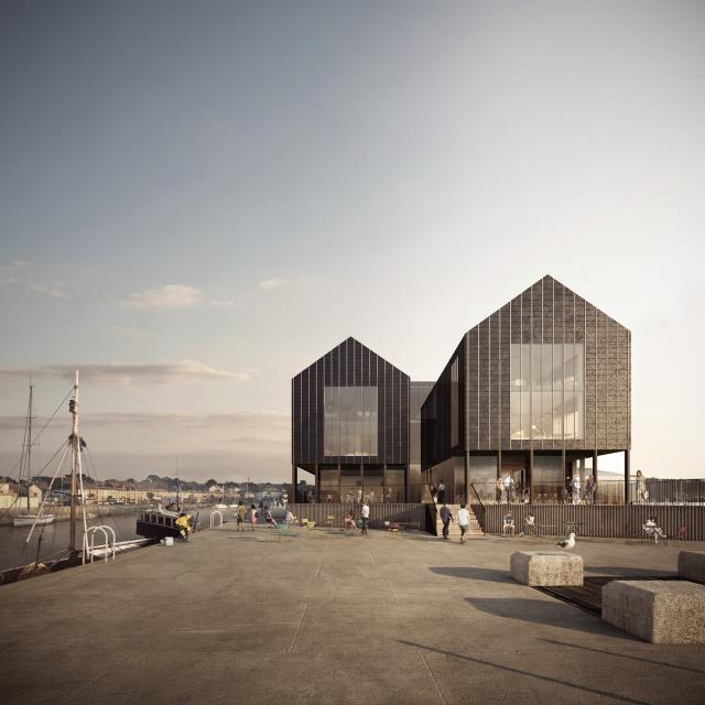 APPROVED: View of South Quay head - phase 2 of the South Quay development in Hayle by Feilden Clegg Bradley Studios [March 2018]  Source: Forbes Massie